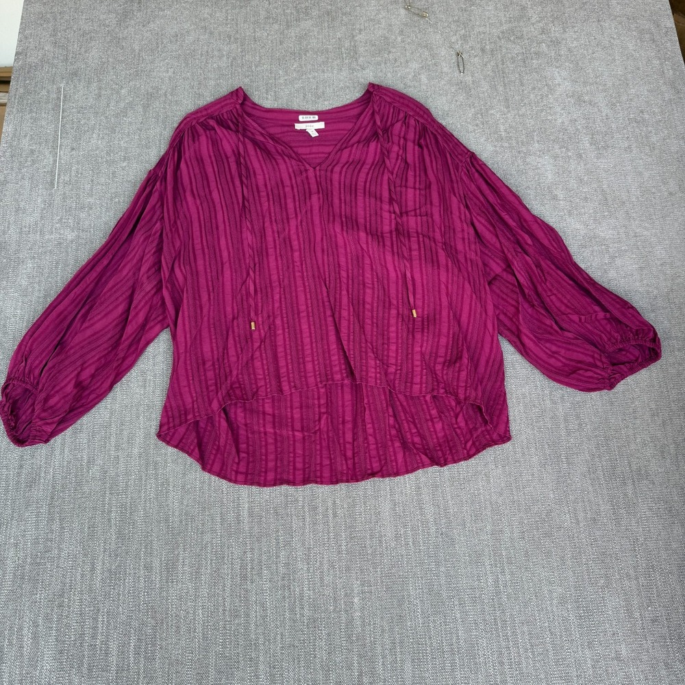 Joie Peasant Top Womens M Magenta V-Neck Balloon Sleeve Boho Chic Cottagecore